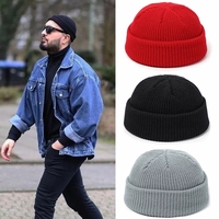 Moda Hip Hop czapka z dzianiny kapelusz mężczyźni Skullcap kobiety zimowe ciepłe Brimless Baggy Melon Cap mankiet Docker rybak czapki 1